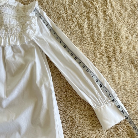 CELINE St Tropez Blouse with Broderie Anglaise - White - Size 34 - Picture 8 of 13
